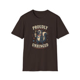 Proudly Unhinged Skunk T-Shirt | Funny Coffee Lover Graphic Tee