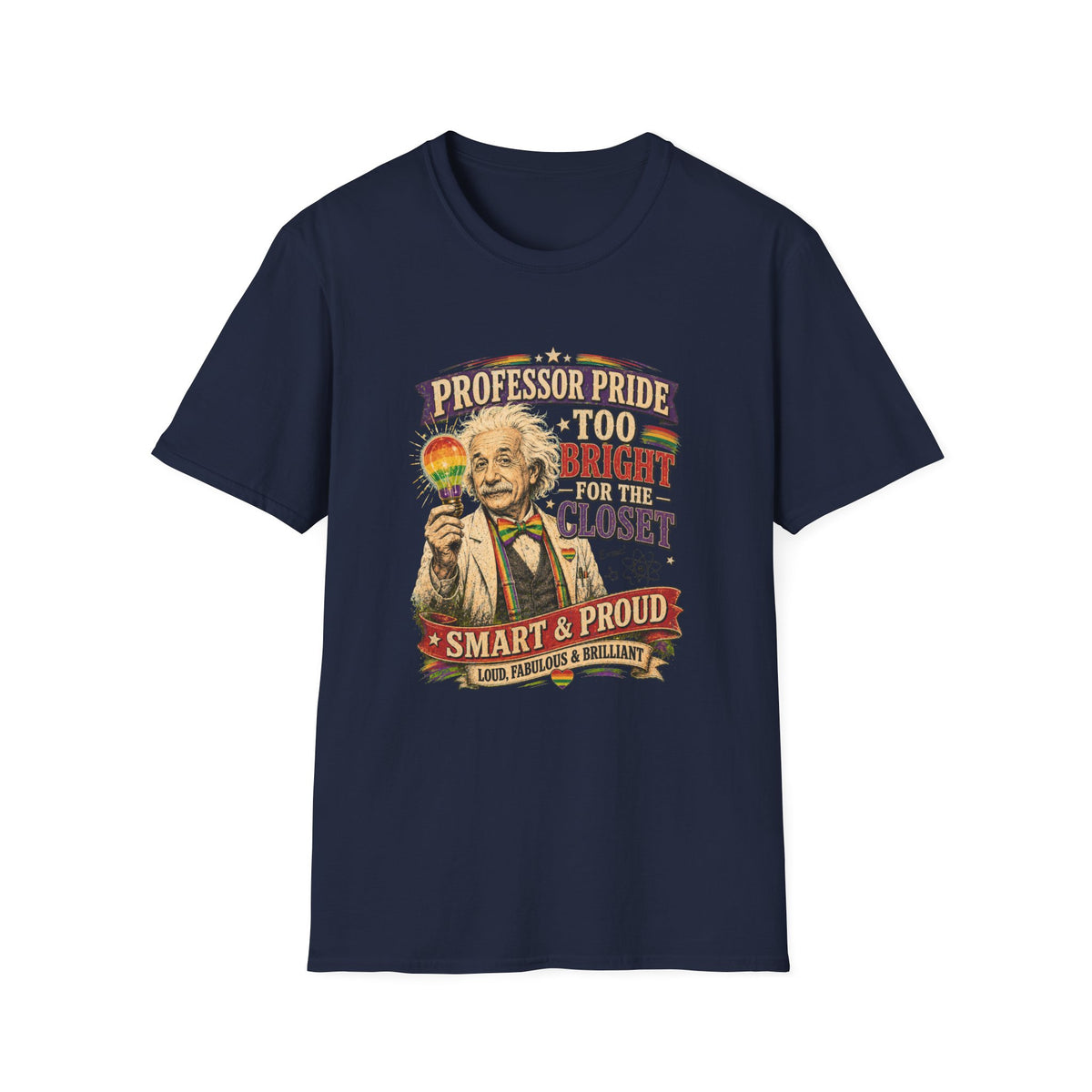 Professor Pride T-Shirt | Funny LGBTQ Rainbow Lightbulb Graphic Tee