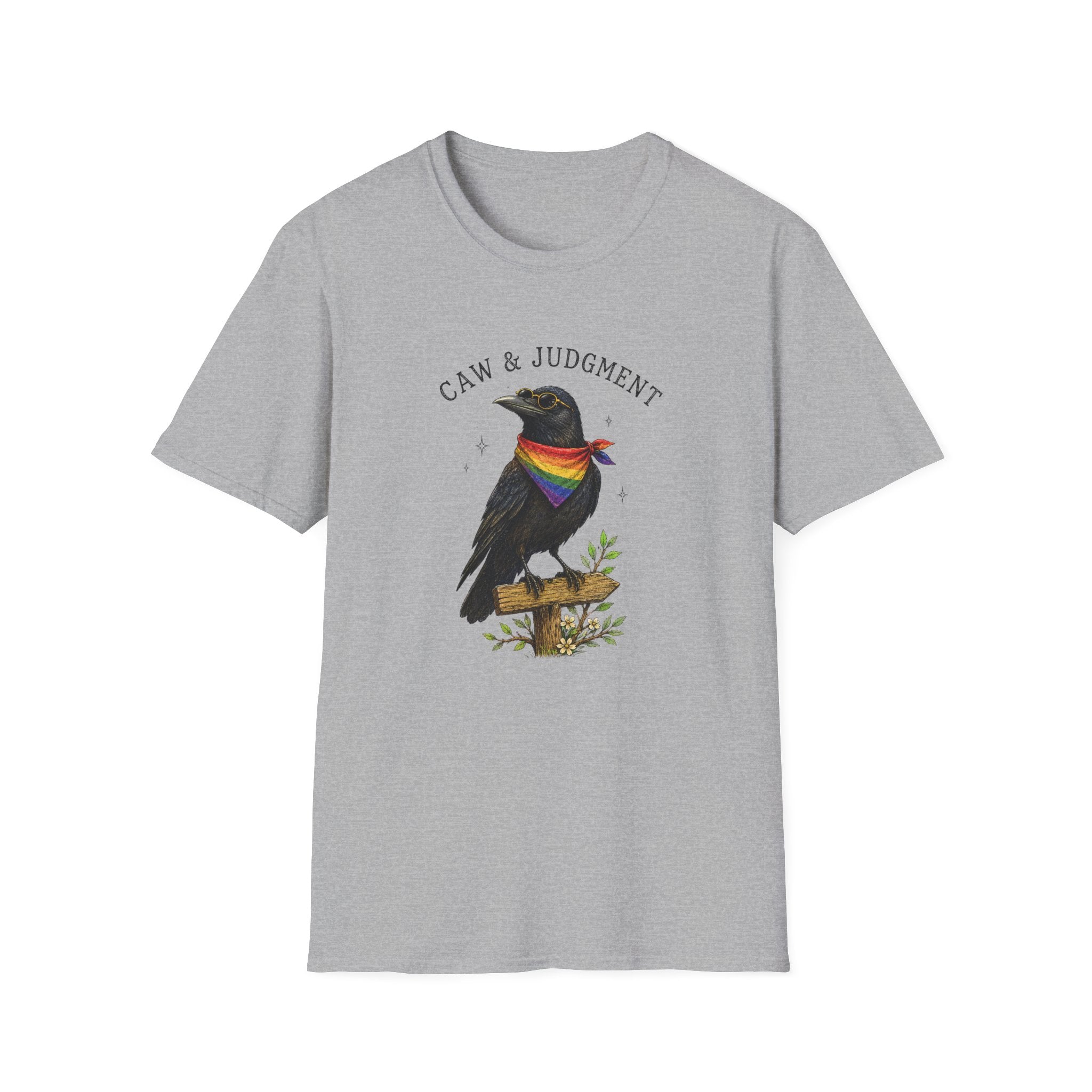 Caw & Judgment | Funny Queer Crow Graphic T-Shirt