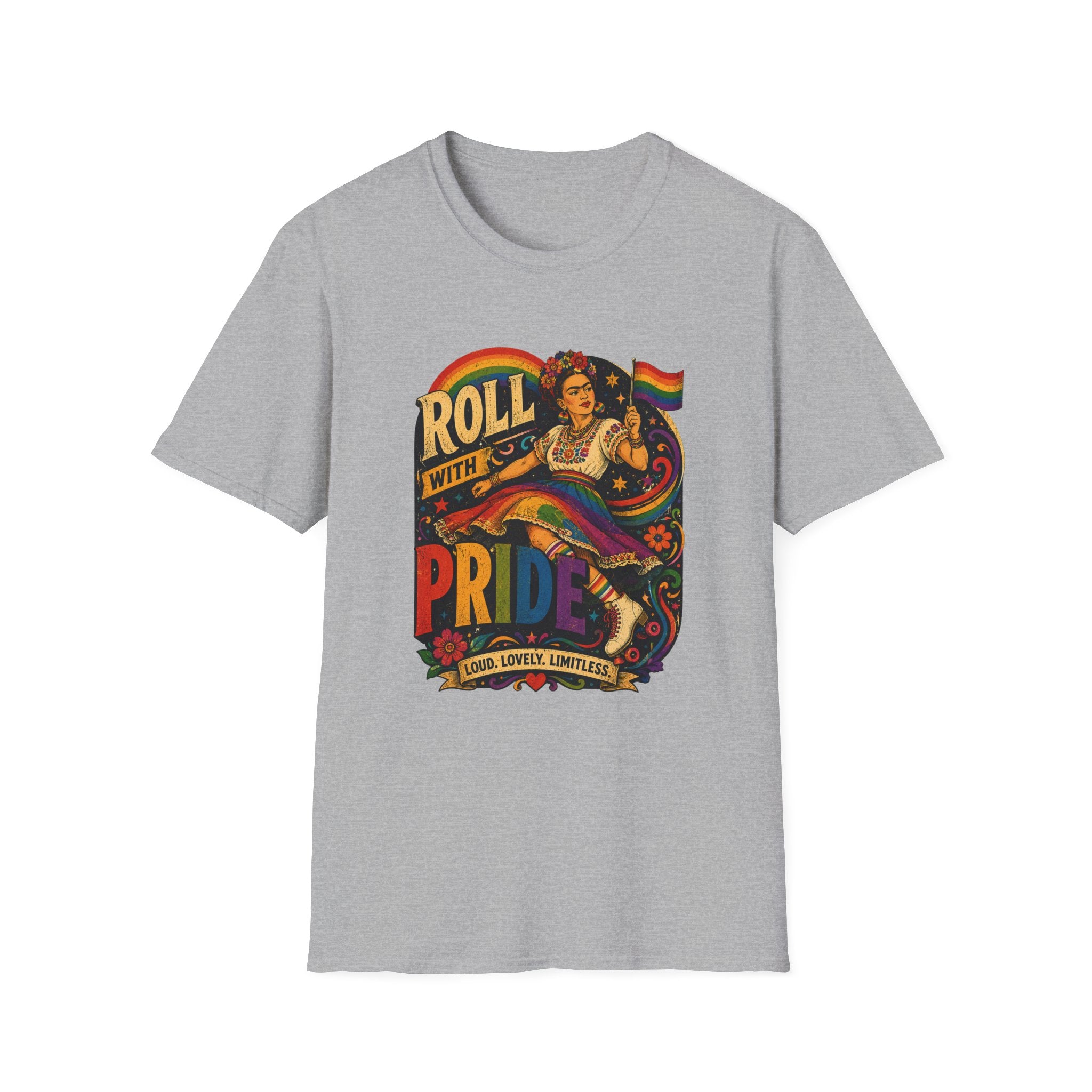 Roll With Pride | Retro Feminist LGBTQ Pride T-Shirt