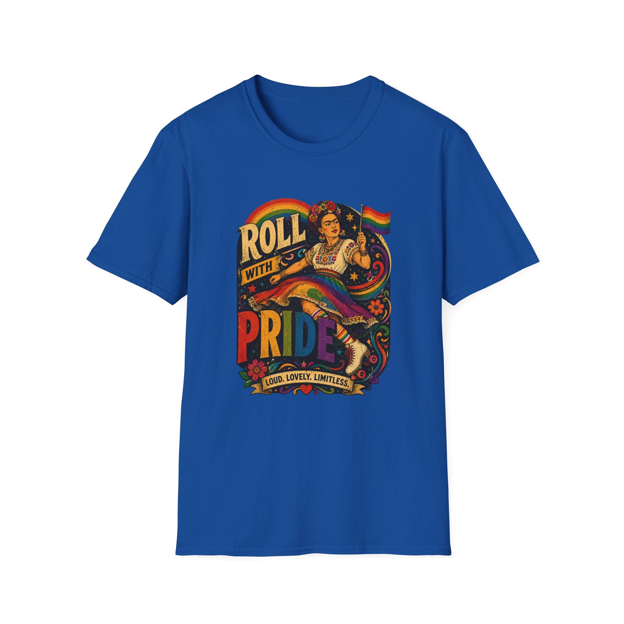 Roll With Pride | Retro Feminist LGBTQ Pride T-Shirt
