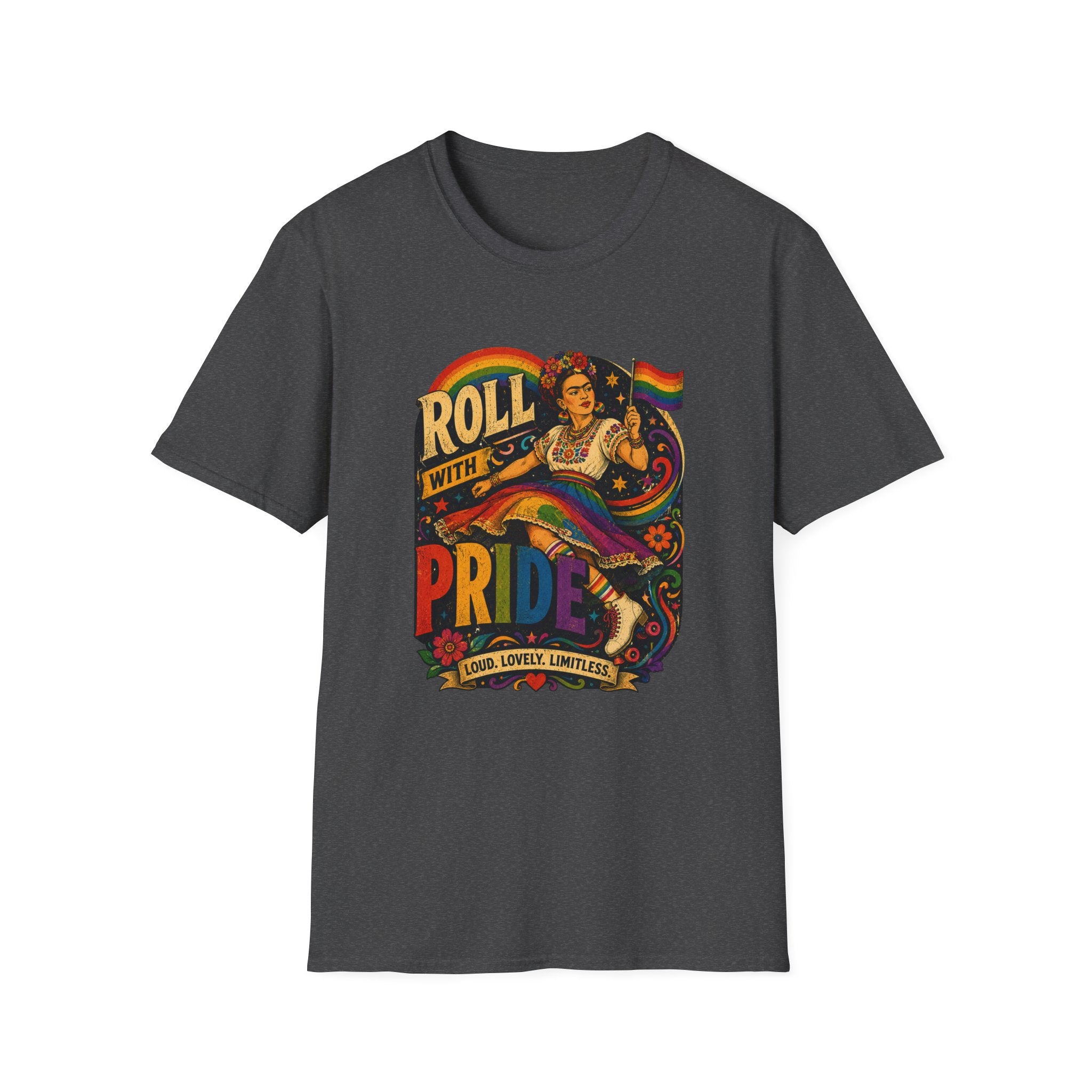 Roll With Pride | Retro Feminist LGBTQ Pride T-Shirt