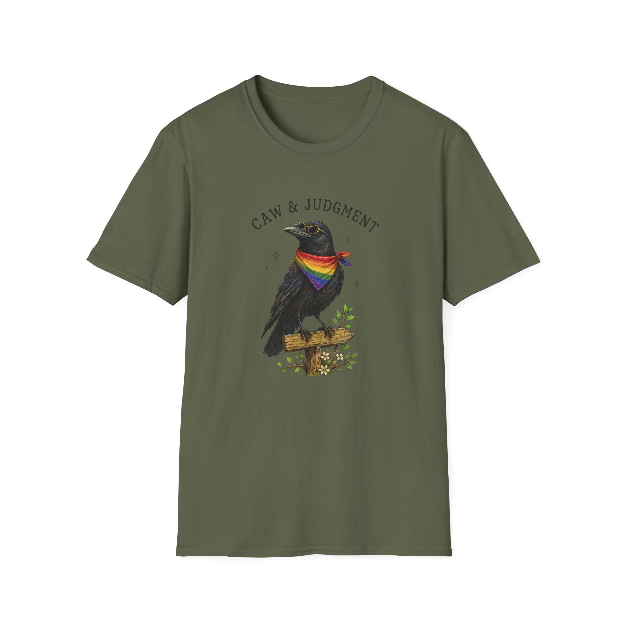 Caw & Judgment | Funny Queer Crow Graphic T-Shirt